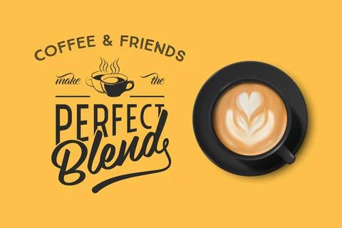 Vector 3d Realistic Black Ceramic Porcelain Mug with Foam Coffee - Capuchino Stock Illustration