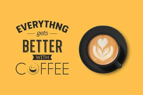 Vector 3d Realistic Black Ceramic Porcelain Mug with Foam Coffee - Capuchino Stock Illustration