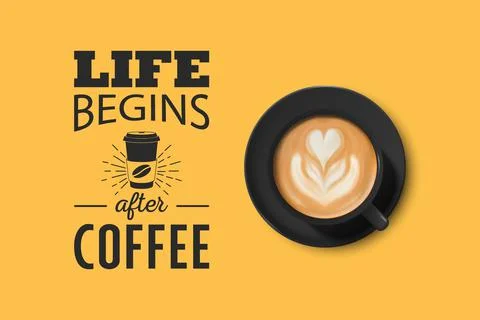 Vector 3d Realistic Black Ceramic Porcelain Mug with Foam Coffee - Capuchino Stock-Illustration