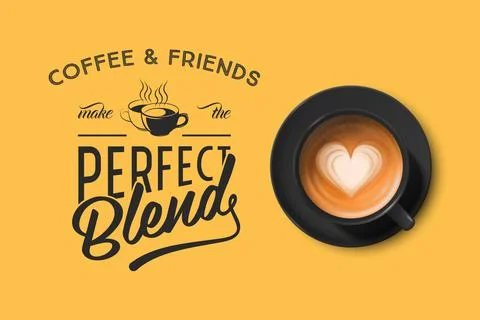 Vector 3d Realistic Black Ceramic Porcelain Mug with Foam Coffee - Capuchino Stock Illustration