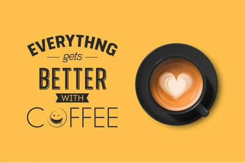 Vector 3d Realistic Black Ceramic Porcelain Mug with Foam Coffee - Capuchino Illustrazione stock