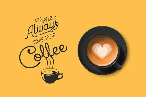 Vector 3d Realistic Black Ceramic Porcelain Mug with Foam Coffee - Capuchino イラスト素材