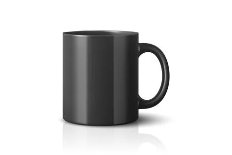 Vector 3d Realistic Black Coffee Mug Icon. Blank Ceramic Cup Template, Drinkware Stock Illustration