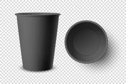 Vector 3d Realistic Black Disposable Opened Empty Paper, Plastic Coffee, Tea Cup Stock-Illustration