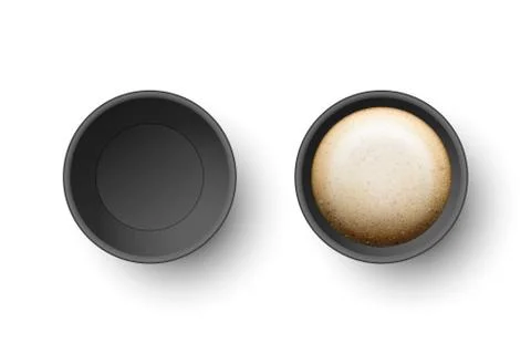 Vector 3d Realistic Black Disposable Opened Paper, Plastic Coffee, Tea Cup for Stock Illustration