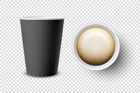 Vector 3d Realistic Black Disposable Opened Paper, Plastic Coffee Cup for Drinks Illustrazione stock