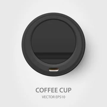 Vector 3d Realistic Black Disposable Closed Paper, Plastic Coffee Cup for Drinks 스톡 일러스트