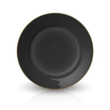 Vector 3d Realistic Black Empty Porcelain, Ceramic Plate Icon Closeup Isolated Stock Illustration
