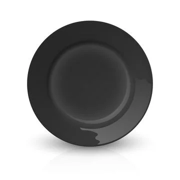 Vector 3d Realistic Black Empty Porcelain, Ceramic Plate Icon Closeup Isolated Stock Illustration