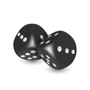 Vector 3d Realistic Black Game Dice with White Dots Set Closeup Isolated on Stock Illustration