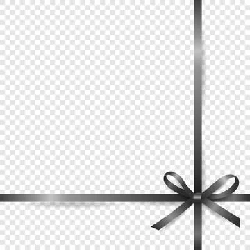 Vector 3d Realistic Black Gift Ribbon and Bow Closeup Isolated. Bow Design Stock Illustration