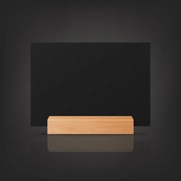Vector 3d Realistic Black Horizontal Empty Blank Paper Sheet, Card on Wooden Stock Illustration