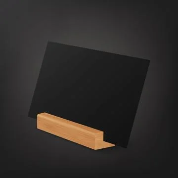 Vector 3d Realistic Black Horizontal Empty Blank Paper Sheet, Card on Wooden Stock Illustration