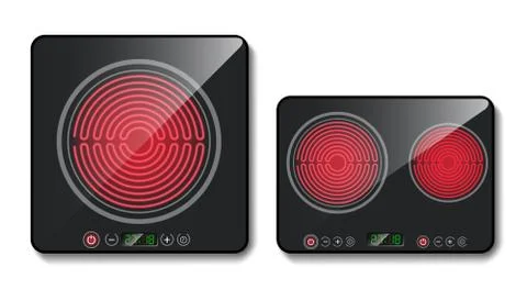 Vector 3d realistic black induction cooktops Stock Illustration