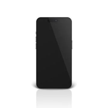 Vector 3d Realistic Black Modern Smartphone Design Template Closeup Isolated on Stock-Illustration