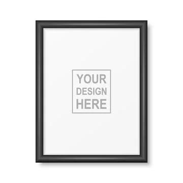 Vector 3d Realistic Black Plastic or Wooden A4 Simple Modern Frame Isolated Stock-Illustration