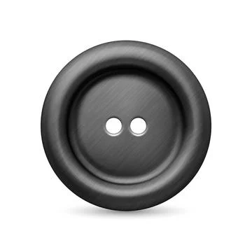 Vector 3d Realistic Black Sewing Button for Clothes Icon Closeup Isolated Stock Illustration