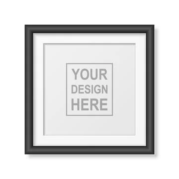 Vector 3d Realistic Black Square Plastic or Wooden Simple Modern Minimalistic Stock Illustration