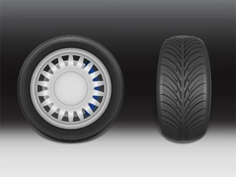 Vector 3d realistic black tire with tread Stock-Illustration