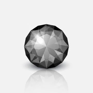 Vector 3d Realistic Black Transparent Gemstone, Diamond, Crystal, Rhinestone Stock Illustration