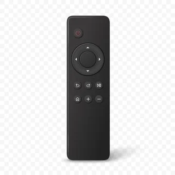 Vector 3d Realistic Black TV Remote Control, Isolated. Smart Remote Controller Stock Illustration