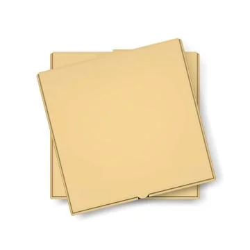 Vector 3d Realistic Blank Brown Craft Paper Pizza Box Stack Template Closeup Stock Illustration