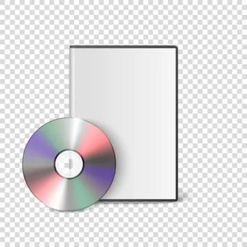 Vector 3d Realistic Blank CD, DVD with Cover Case Box Set Closeup Isolated on Stock Illustration