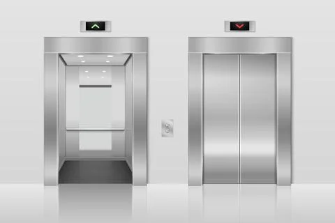 Vector 3d Realistic Blank Empty Open and Closed Steel, Chrome, Silver Metal Stock Illustration