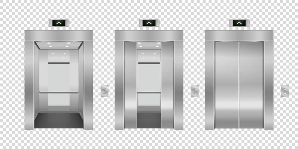 Vector 3d Realistic Blank Empty Open and Closed Steel, Chrome, Silver Metal Stockillustratie