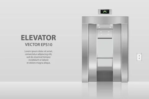 Vector 3d Realistic Blank Empty Open and Closed Steel, Chrome, Silver Metal Illustrazione stock