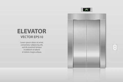 Vector 3d Realistic Blank Empty Closed Steel, Chrome, Silver Metal Office Illustrazione stock