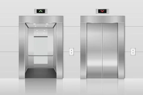 Vector 3d Realistic Blank Empty Opened and Closed Steel, Chrome, Silver Metal Illustrazione stock