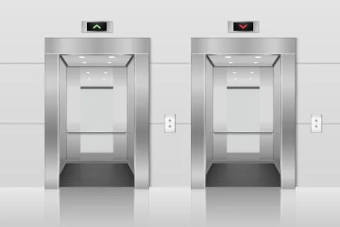 Vector 3d Realistic Blank Empty Opened Steel, Chrome, Silver Metal Office Illustrazione stock