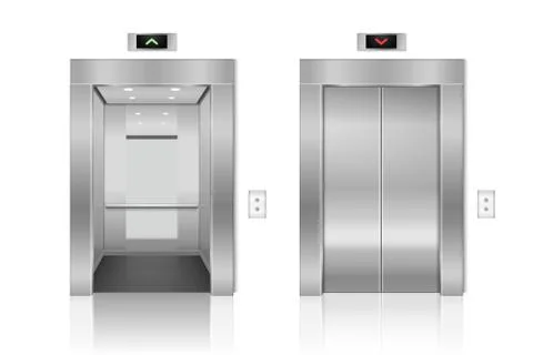 Vector 3d Realistic Blank Empty Opened and Closed Steel, Chrome, Silver Metal Illustrazione stock