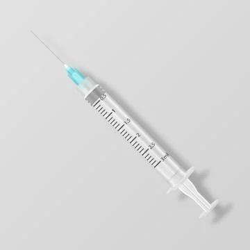 Vector 3d Realistic Blank Empty Syringe Icon Closeup Isolated on White Backgound Illustrazione stock