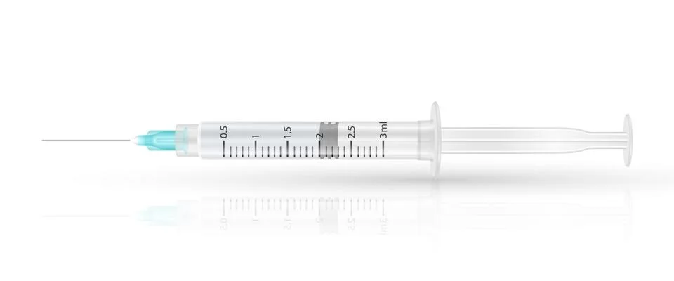 Vector 3d Realistic Blank Empty Syringe Icon Closeup Isolated on White Backgound Stock Illustration