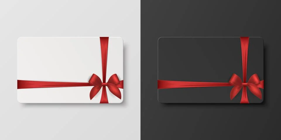 Vector 3D Realistic Blank Gift Card and Gift Certificate Template with Silk Red Illustrazione stock