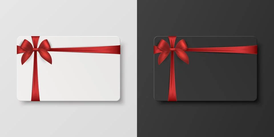 Vector 3D Realistic Blank Gift Card and Gift Certificate Template with Silk Stock Illustration