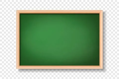 Vector 3d Realistic Blank Green Chalkboard, Wooden Frame Closeup Isolated on Stock Illustration