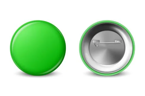 Vector 3d Realistic Blank Green Round Button Badge Set Closeup Isolated on a Stock Illustration