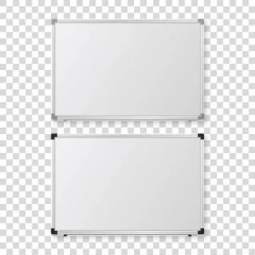 Vector 3d Realistic Blank Magnetic Whiteboard with Marker, Round Magnets and Stock Illustration