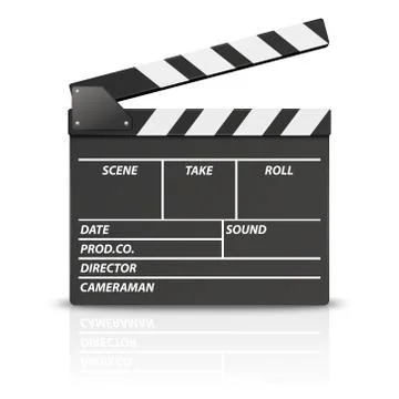 Vector 3d Realistic Blank Opened Movie Film Clap Board Icon Closeup Isolated on Stock Illustration