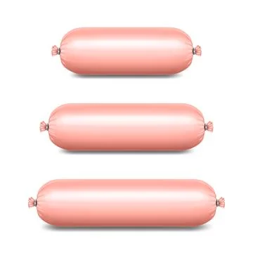 Vector 3d Realistic Blank Polyethylene Sausage Packaging. Design Template for Stock Illustration