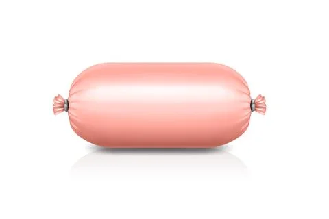 Vector 3d Realistic Blank Sausage Casing Isolated. Realistic Food Packaging Stock Illustration