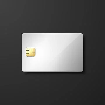 Vector 3d Realistic Blank Silver Credit Card with Chip Isolated. Design Template Stock Illustration