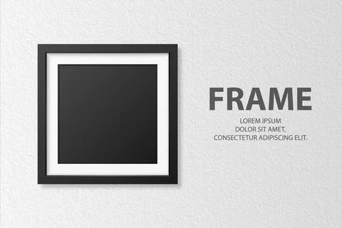 Vector 3d Realistic Blank Square 4 Black Wooden Simple Modern Frame on White Stock Illustration