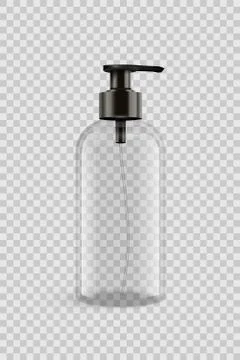 Vector 3D realistic blank transparent plastic bottle for Liquid soap or Stock Illustration