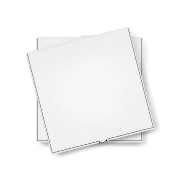 Vector 3d Realistic Blank White Pizza Box Template Closeup Isolated on White Stock Illustration