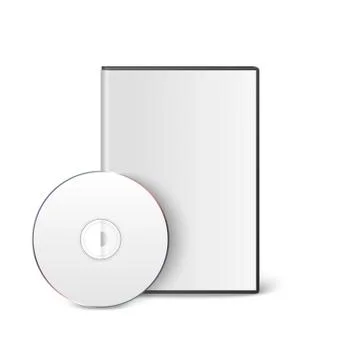 Vector 3d Realistic Blank White CD, DVD with Cover Case Box Set Closeup Isolated Stock Illustration