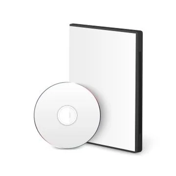 Vector 3d Realistic Blank White CD, DVD with Cover Case Box Set Closeup Isolated Stock Illustration